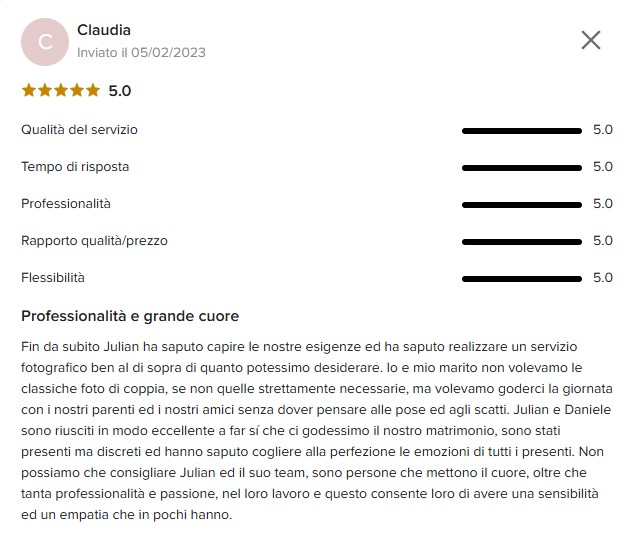 Recensione 10 da Mio Matrimonio