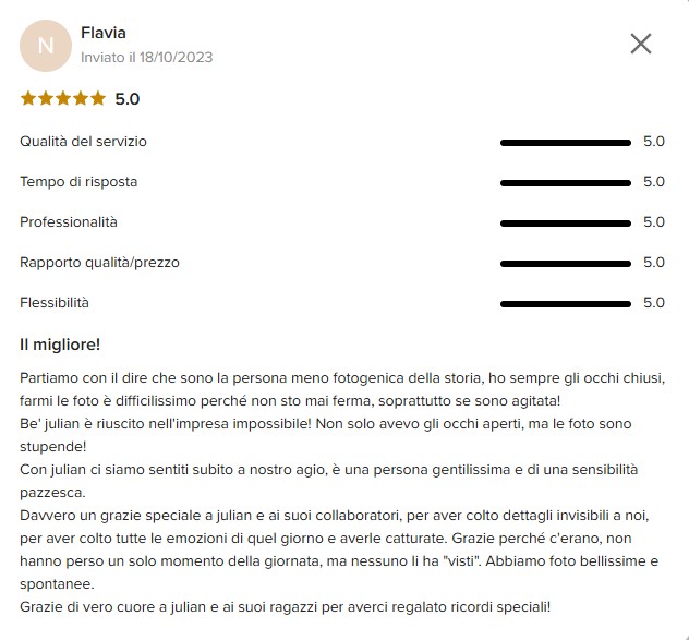 Recensione 5 da Mio Matrimonio