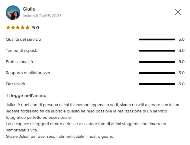 Recensione 8 da Mio Matrimonio